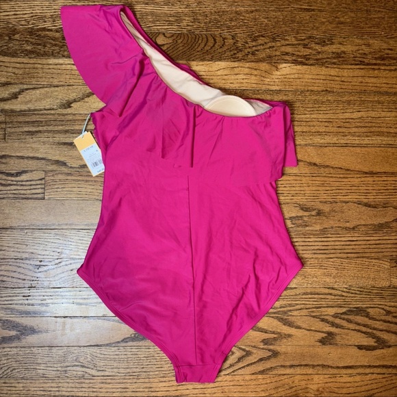Kona Sol‎ Woman Large Swimsuit High Waisted One Piece Hot Pink Beach Sexy NWT - Picture 2 of 13